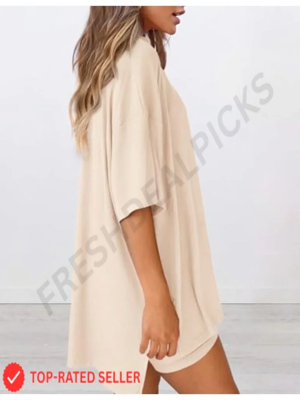 Women's 2 Piece Lounge Set Oversized T-Shirt & Biker Shorts with Pockets